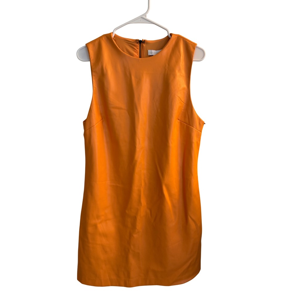 House of Harlow 1960 Dress Womens L Orange Papaya Vegan Leather Mini HH10063